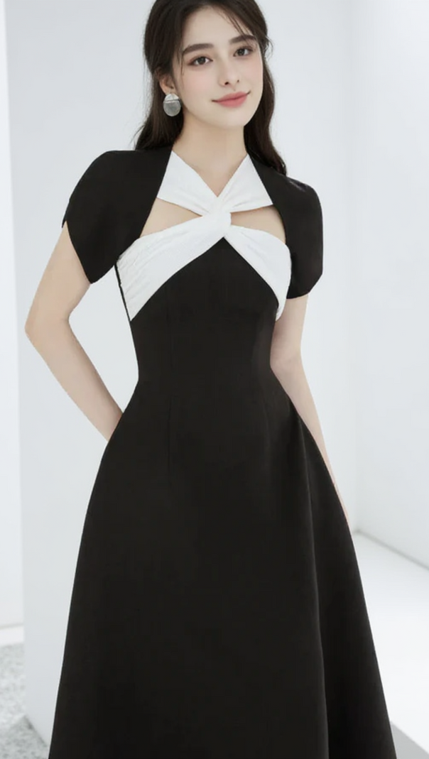 AIIZIE ANDREA CUT OUT A-LINE MIDI DRESS IN BLACK - product image