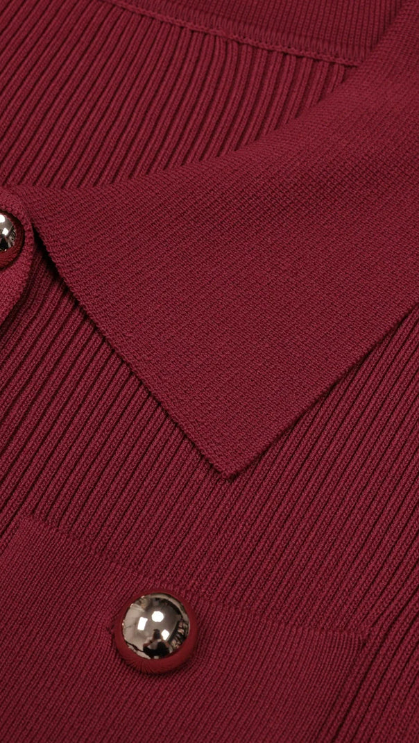 AIIZIE Jacek Elegant Ribbed Knit Midi Dress - Button-Front & Belted - product image
