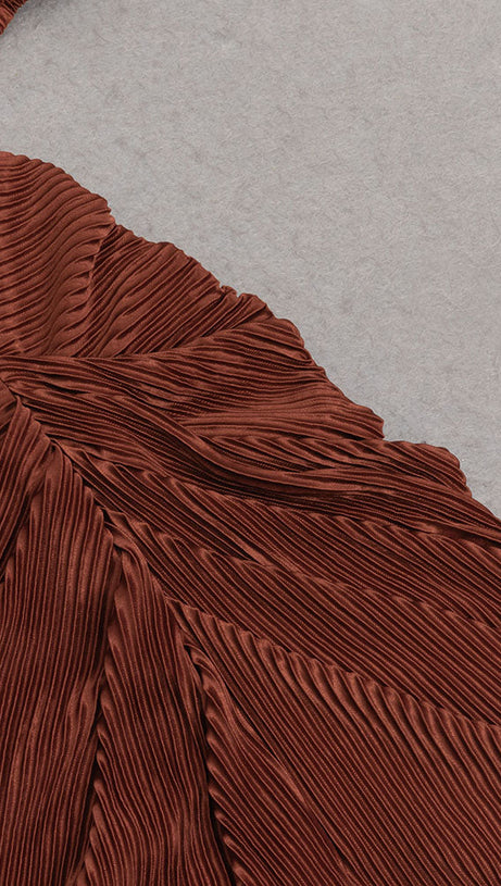 PUFF SLEEVE TWIST FRONT SPLIT THIGH DRESS