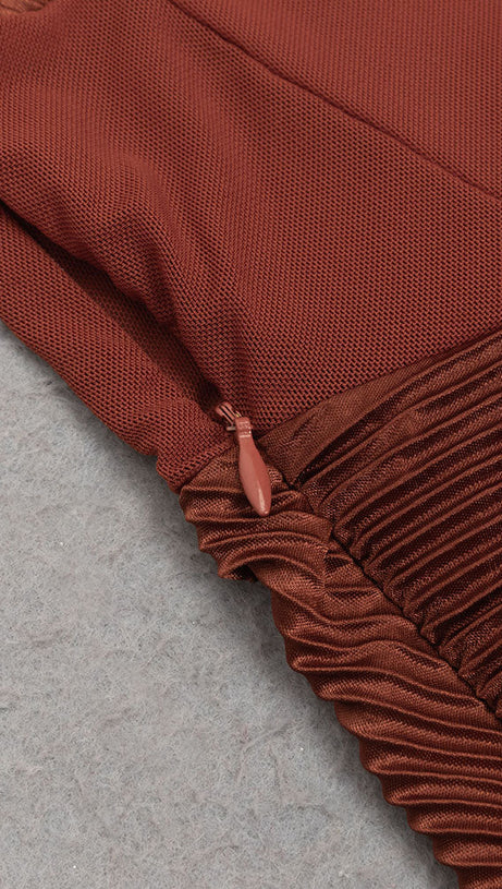 PUFF SLEEVE TWIST FRONT SPLIT THIGH DRESS