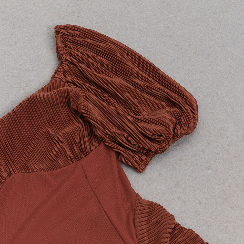 AIIZIE PUFF SLEEVE TWIST FRONT SPLIT THIGH DRESS - product image