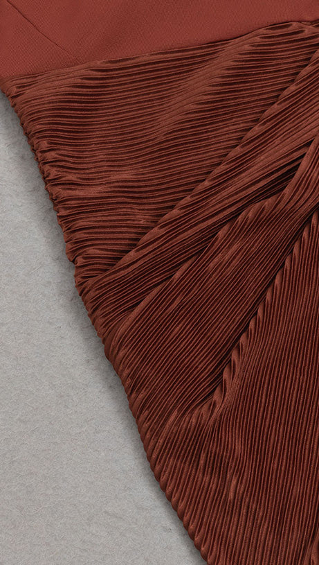 PUFF SLEEVE TWIST FRONT SPLIT THIGH DRESS