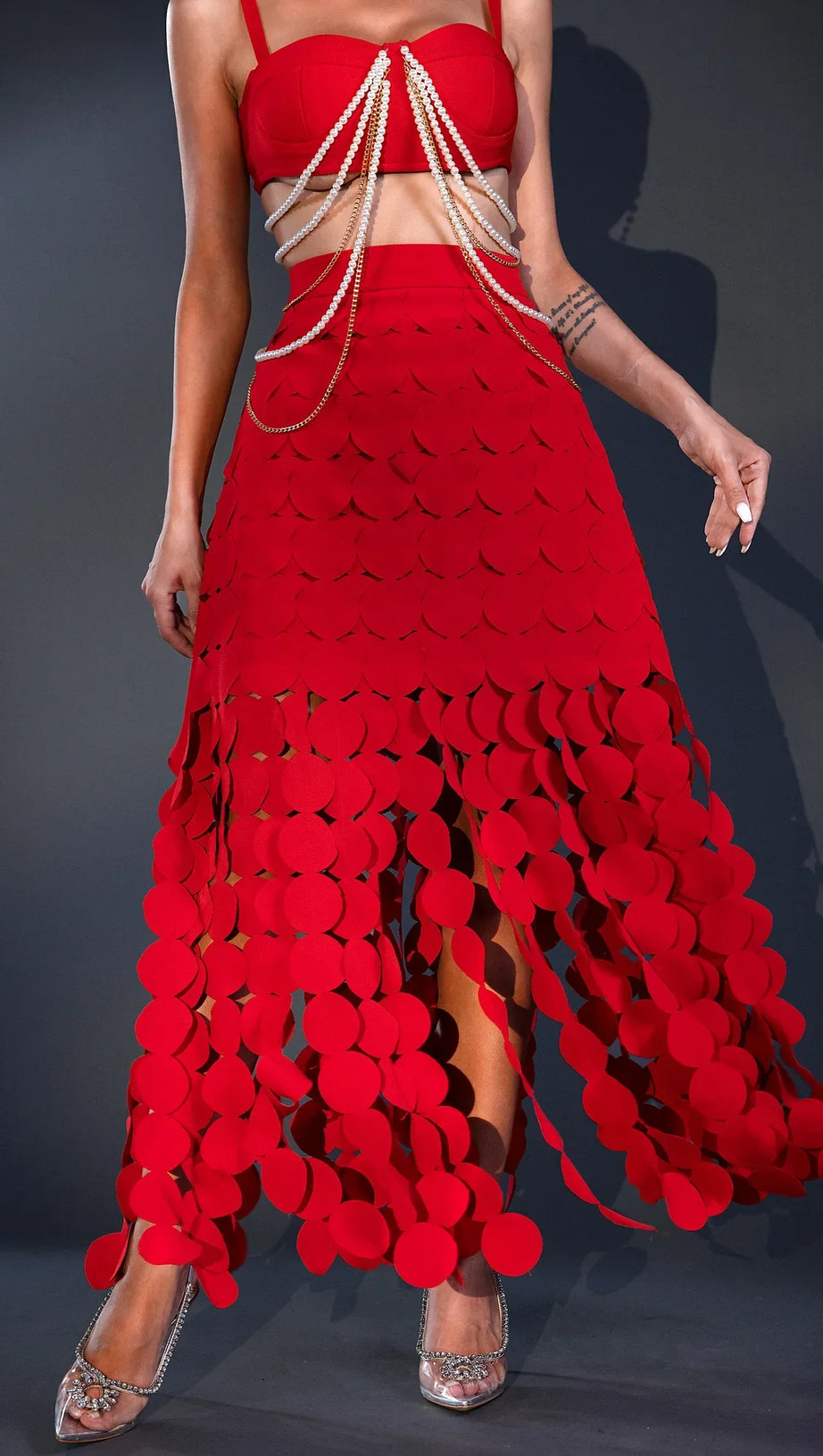 Jelena – Patchworkrock mit Fransen und Blumenmuster