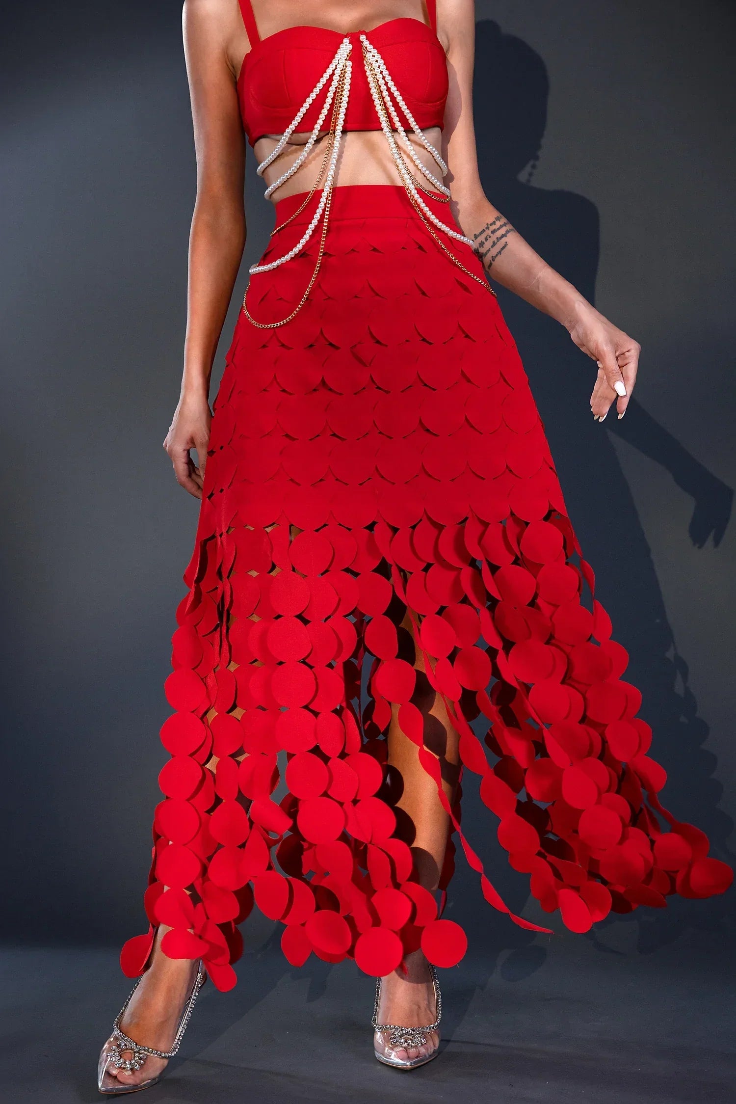 Jelena – Patchworkrock mit Fransen und Blumenmuster