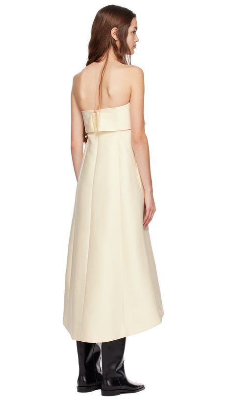 STRAPLESS COTTON-BLEND MIDI DRESS