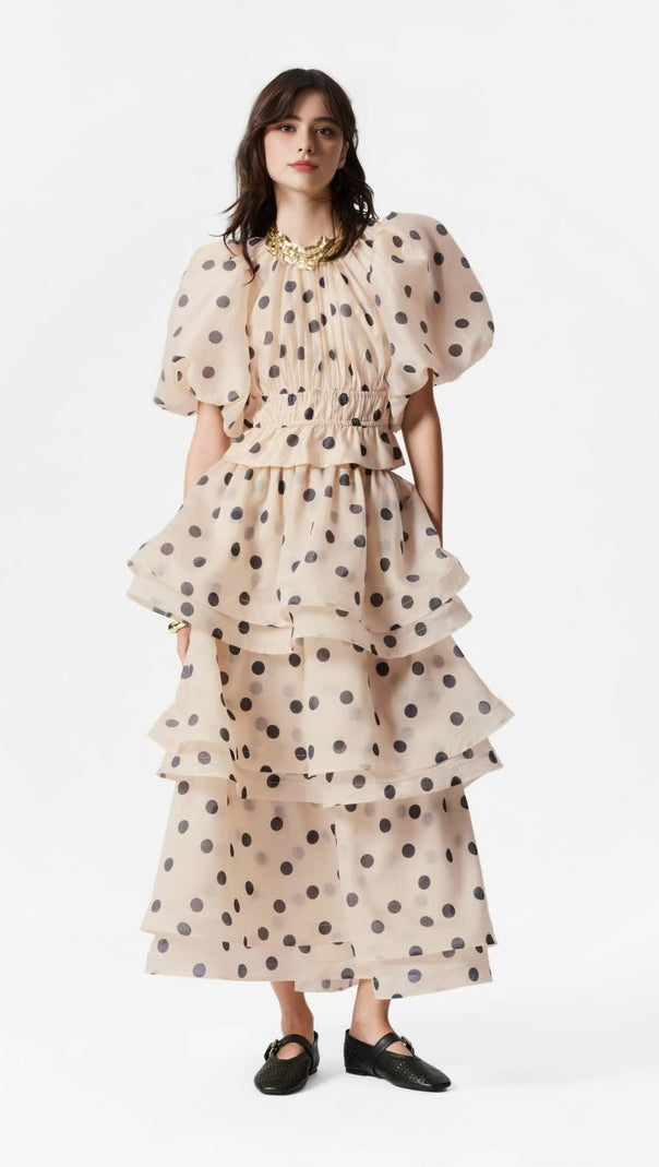 AIIZIE COLETTE POLKA DOT RUFFLE SKIRT TWO PIECE SET - product image