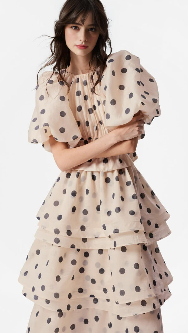 AIIZIE COLETTE POLKA DOT RUFFLE SKIRT TWO PIECE SET - product image