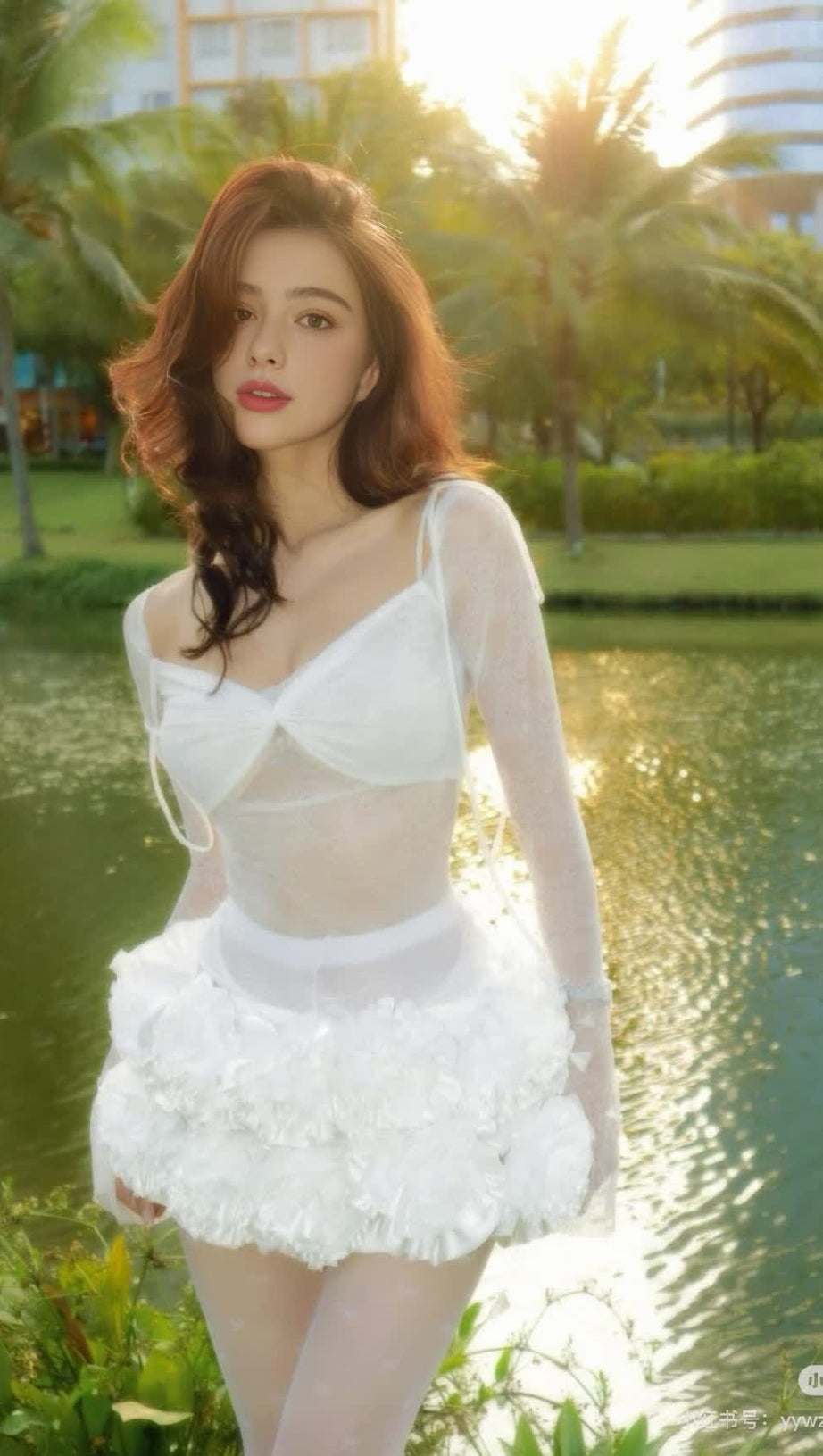 Helen – Zweiteiliges Set mit Spitzen-Blumenapplikation in Weiß