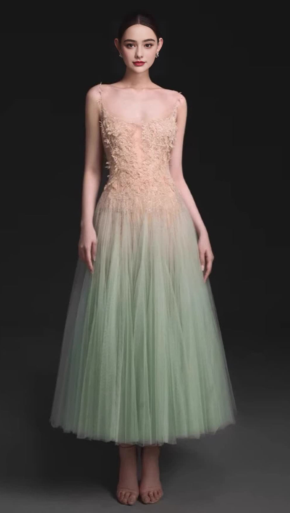 MINT OMBRE LACE MIDI DRESS