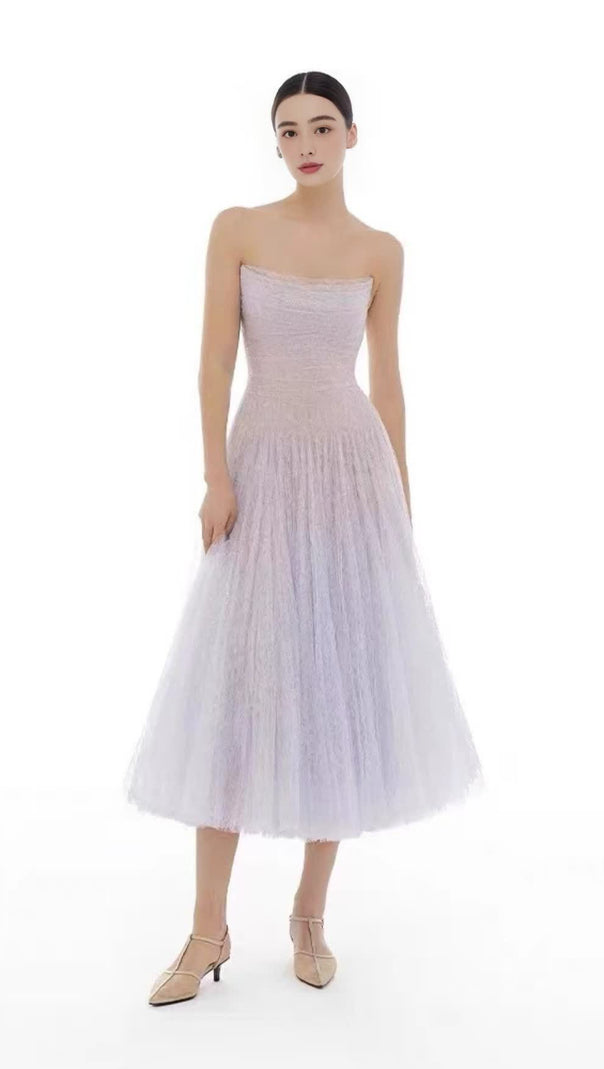 AIIZIE CAROL DRAPED LACE MAXI DRESS IN VIOLET - product image