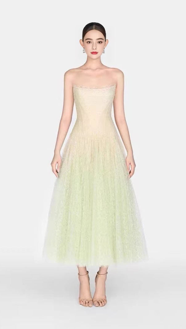 AIIZIE CAROL DRAPED LACE MAXI DRESS IN MINT - product image