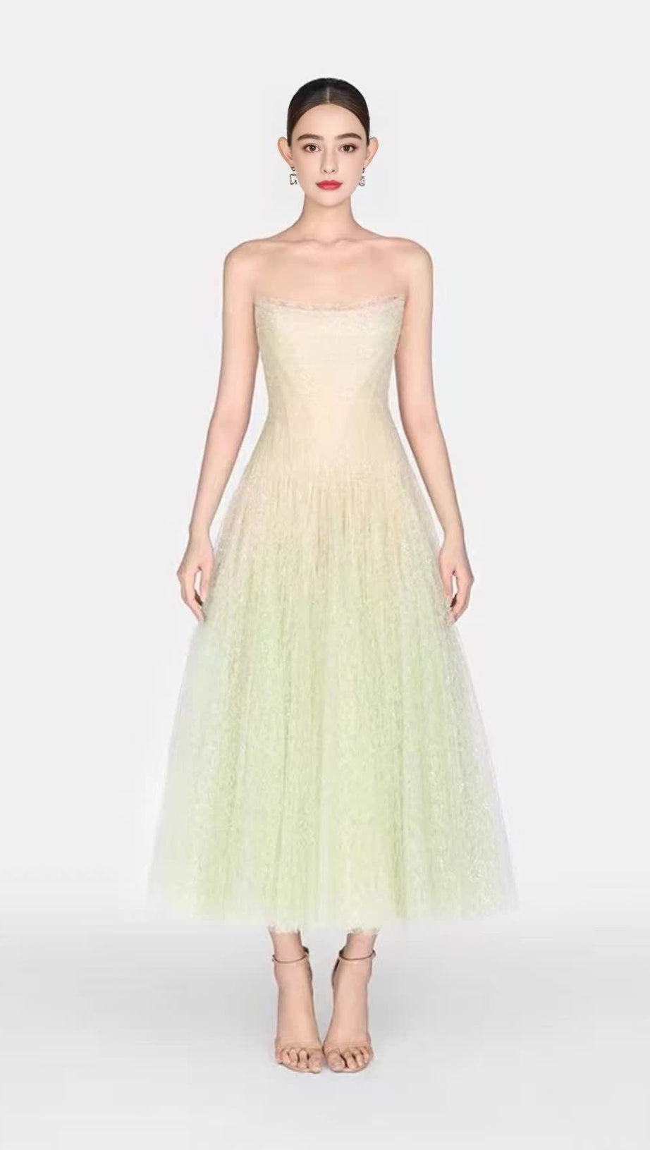 CAROL DRAPED LACE MAXI DRESS IN MINT