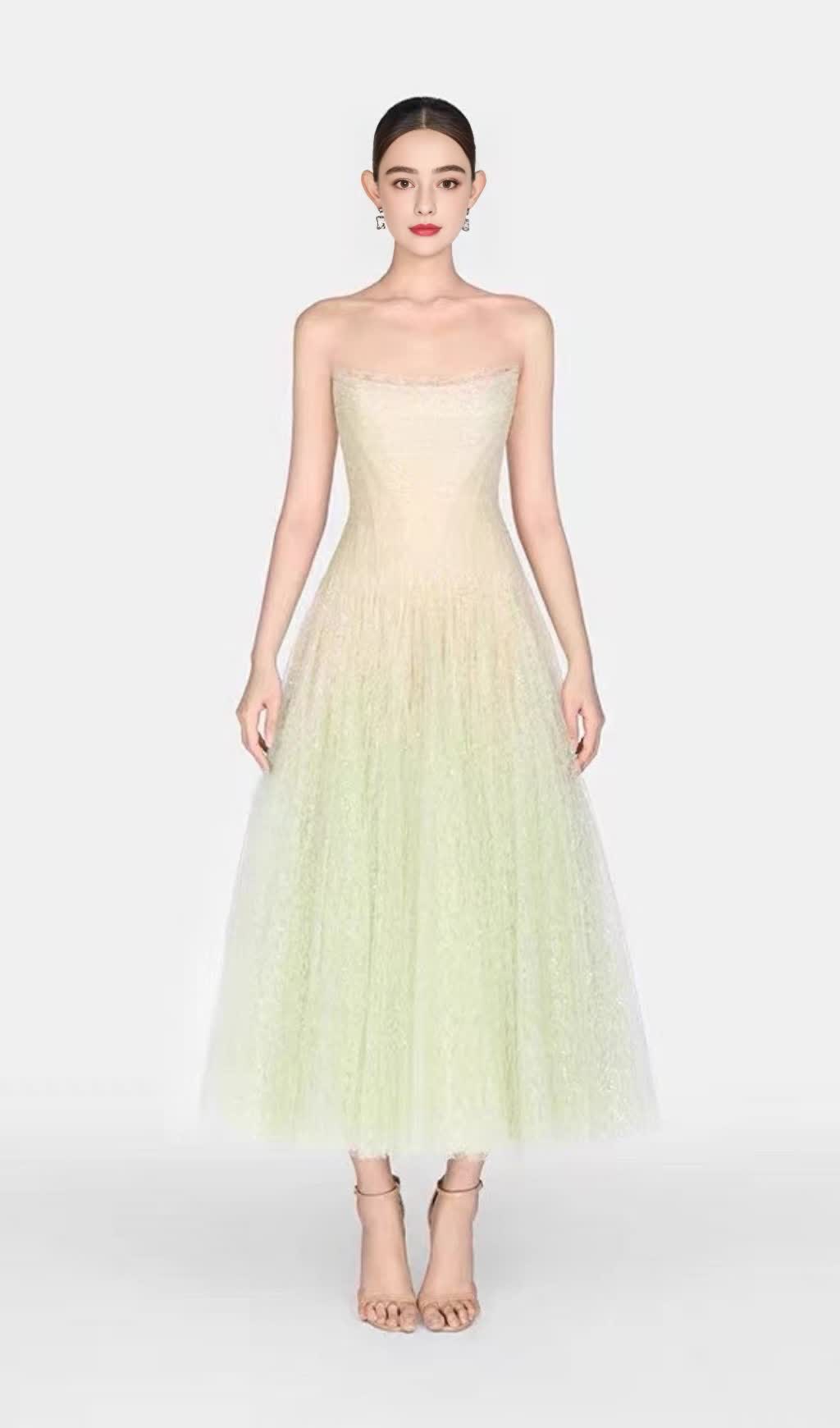 CAROL DRAPED LACE MAXI DRESS IN MINT