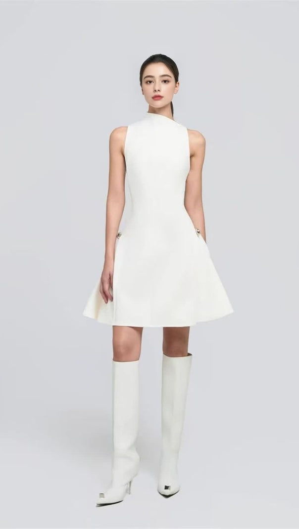 AIIZIE WHITE SLEEVELESS MINI DRESS - product image