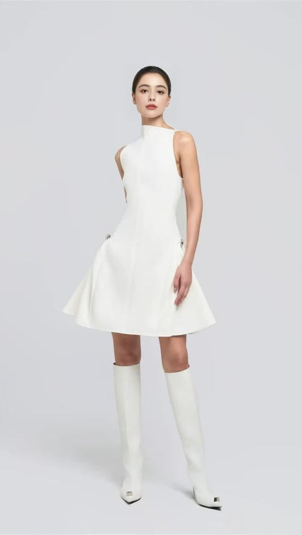 AIIZIE WHITE SLEEVELESS MINI DRESS - product image