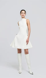 WHITE SLEEVELESS MINI DRESS