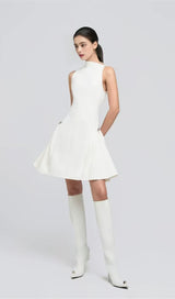 WHITE SLEEVELESS MINI DRESS