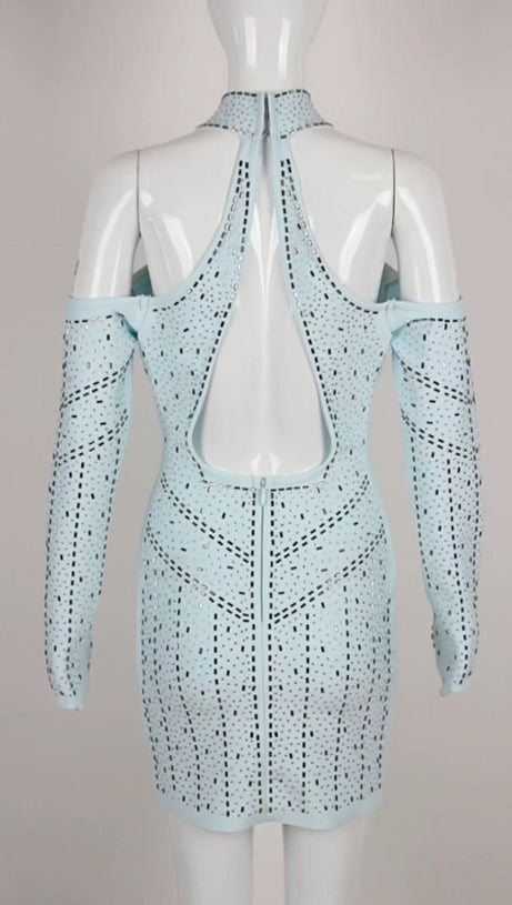 Neckholder-Bodycon-Kleid mit Kristallverzierung und Cut-outs