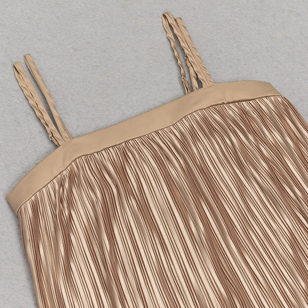 AIIZIE KHAKI PLEATED HEM CAMI DRESS - product image