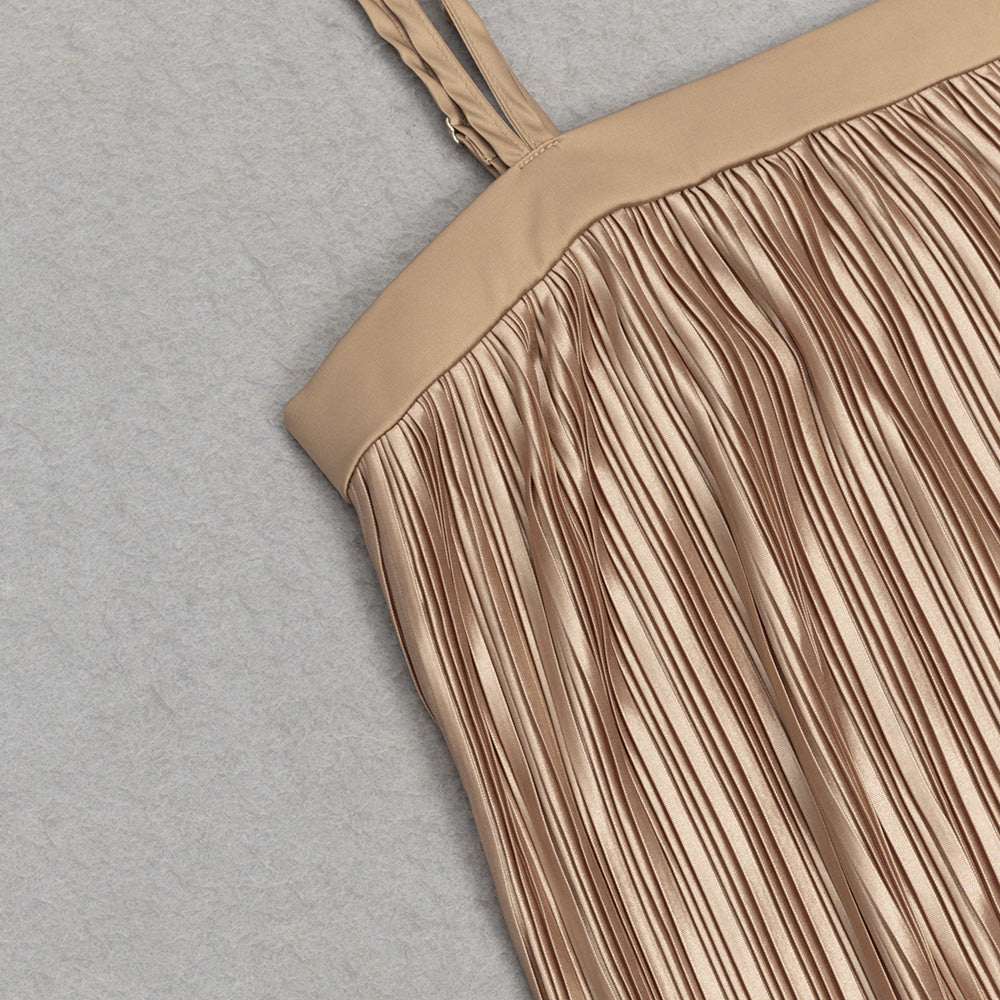 AIIZIE KHAKI PLEATED HEM CAMI DRESS - product image
