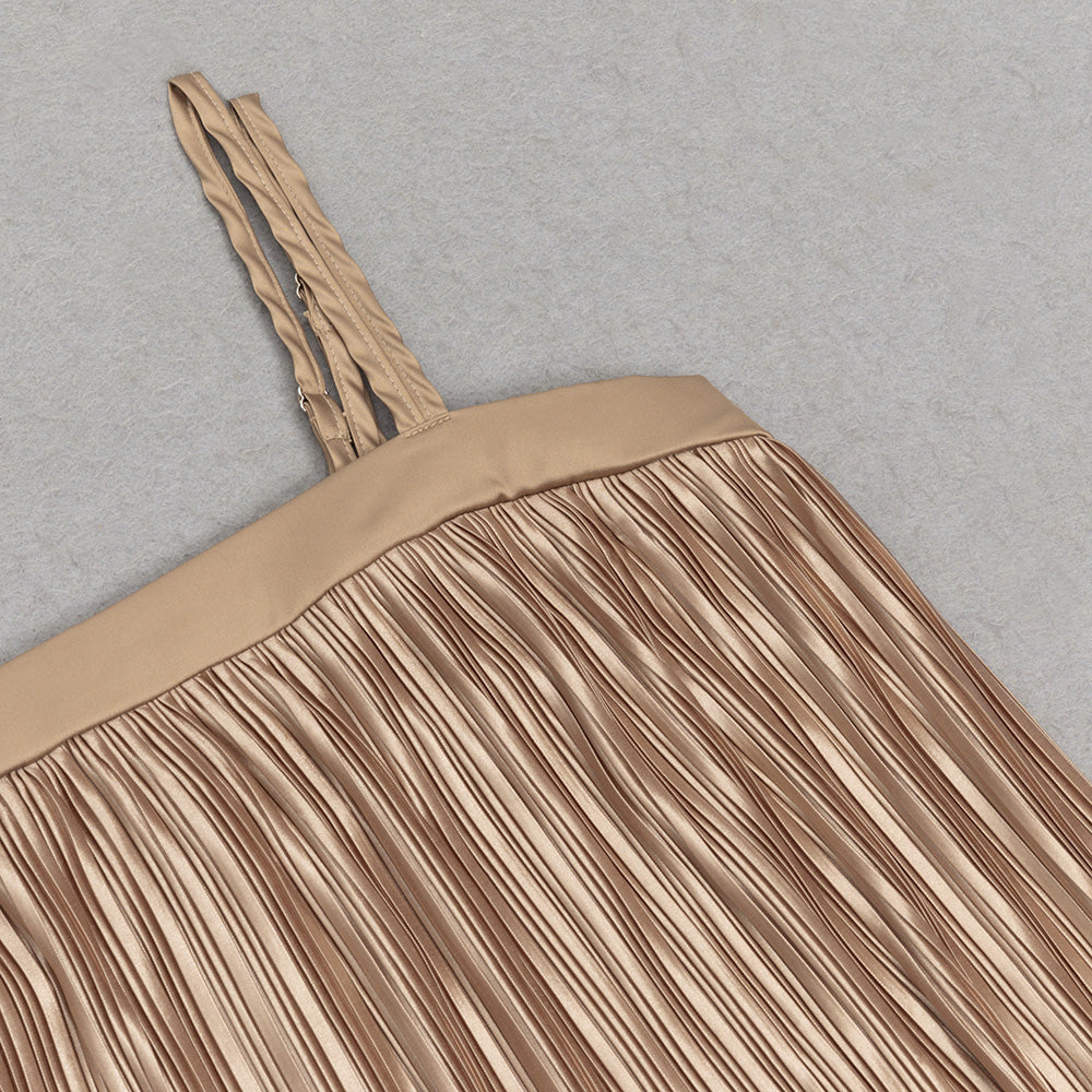 AIIZIE KHAKI PLEATED HEM CAMI DRESS - product image