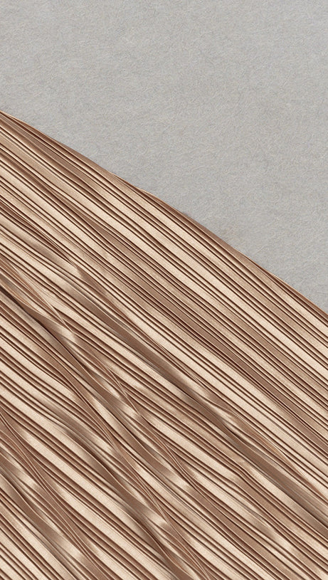 KHAKI PLEATED HEM CAMI DRESS