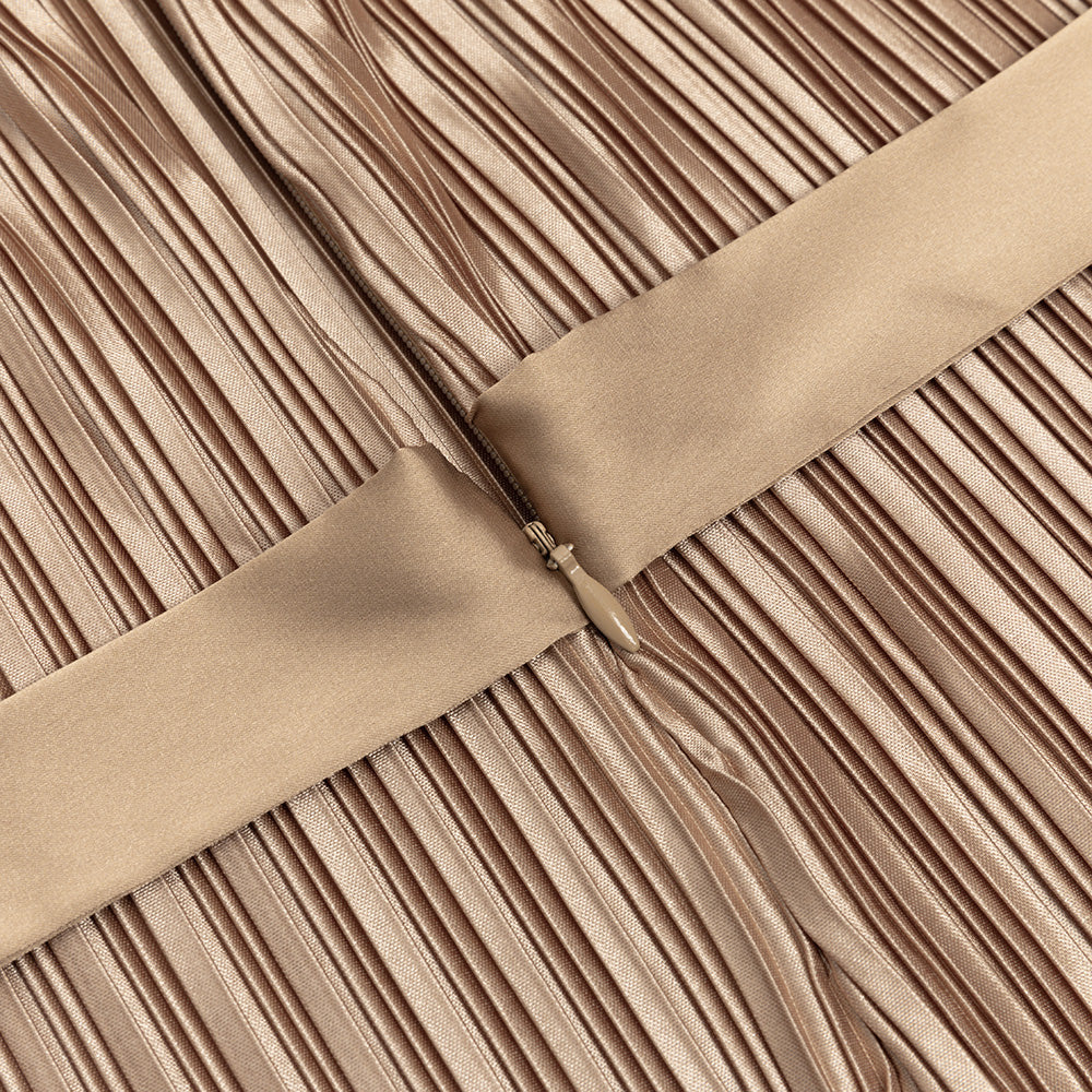 AIIZIE KHAKI PLEATED HEM CAMI DRESS - product image