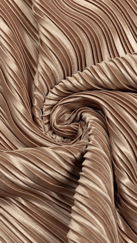 KHAKI PLEATED HEM CAMI DRESS