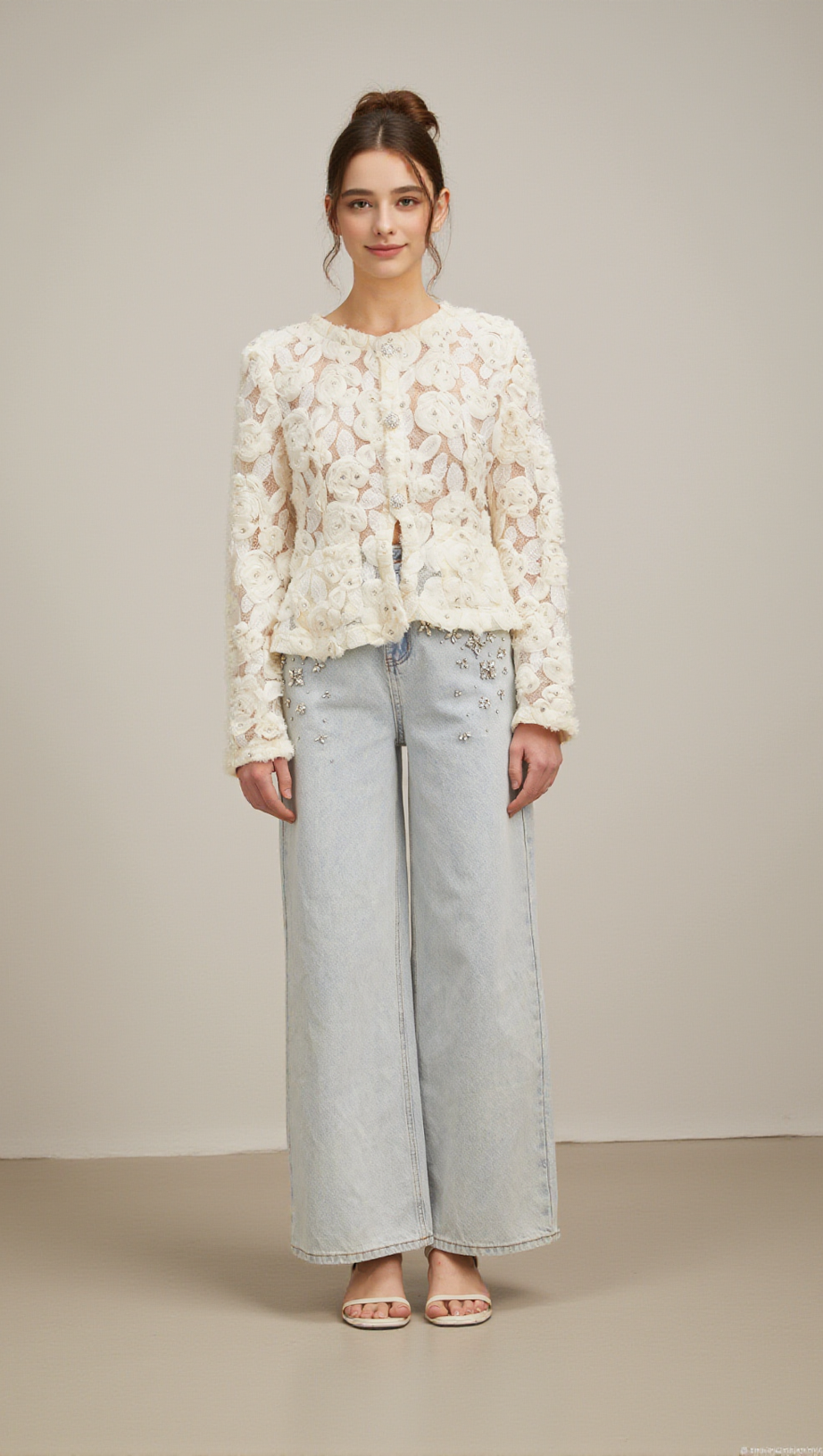 MARIANNE FLORAL-APPLIQUÉ EMBELLISHED JACKET