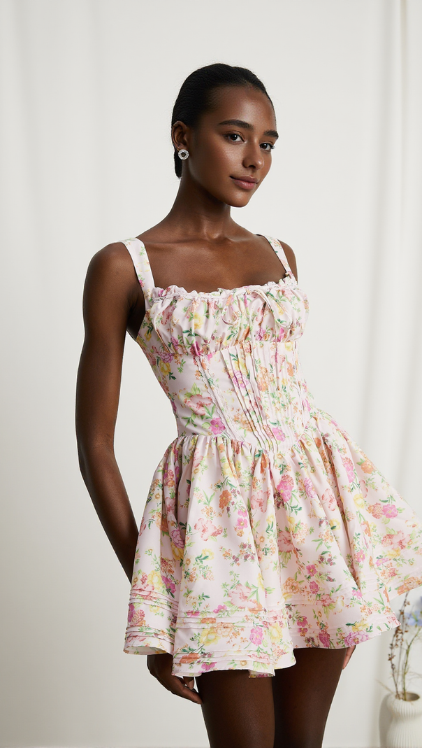 AIIZIE FLORAL PRINTED COTTON MINI DRESS - product image