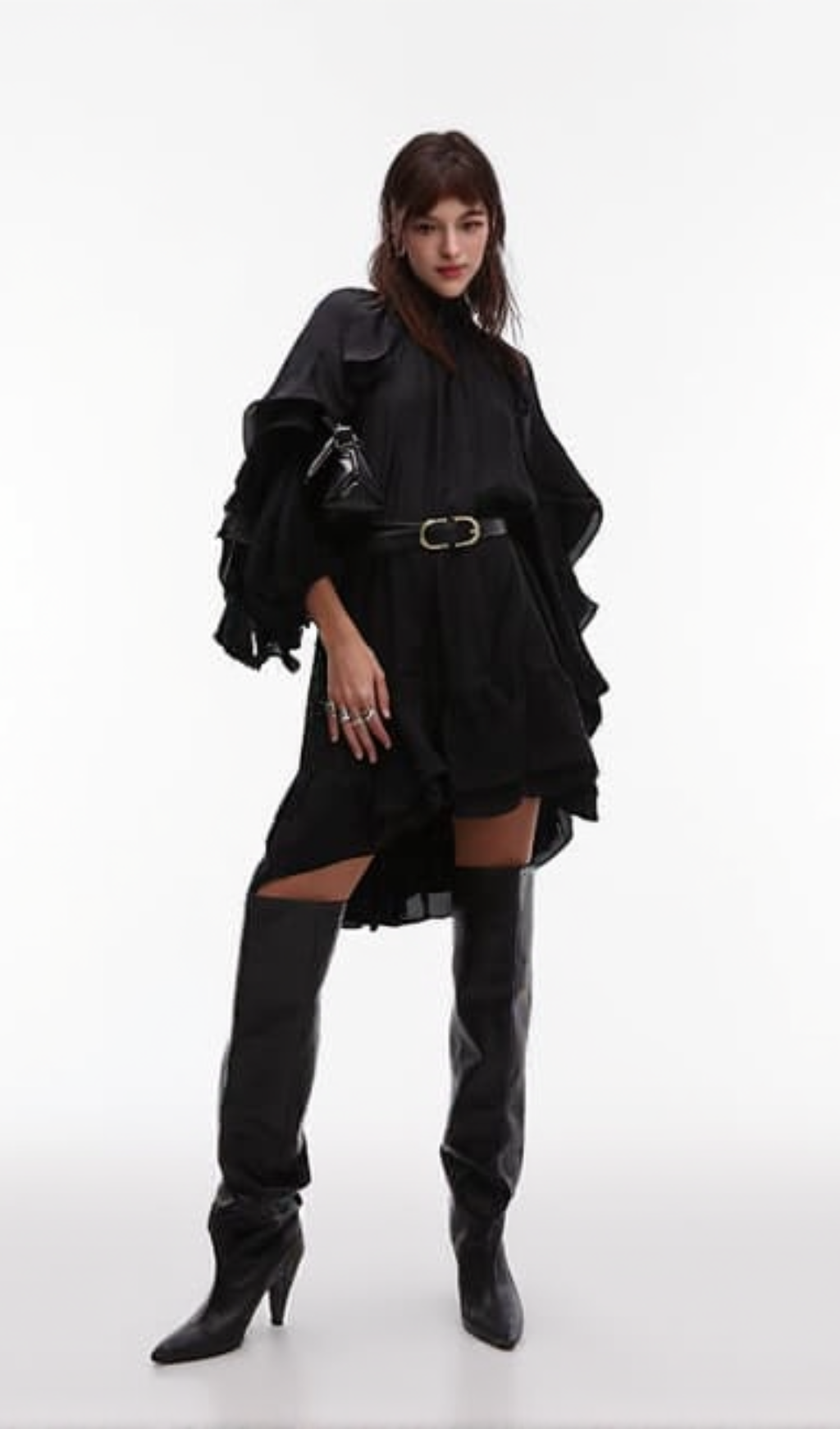 Alani – Verziertes Minikleid mit Rüschen in Schwarz