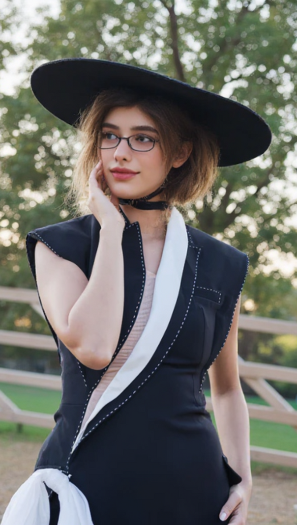 AIIZIE SHOULDER PAD BLACK MINI DRESS - product image