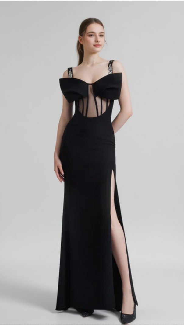 AIIZIE SLEEVELESS CORSET MAXI DRESS IN BLACK - product image