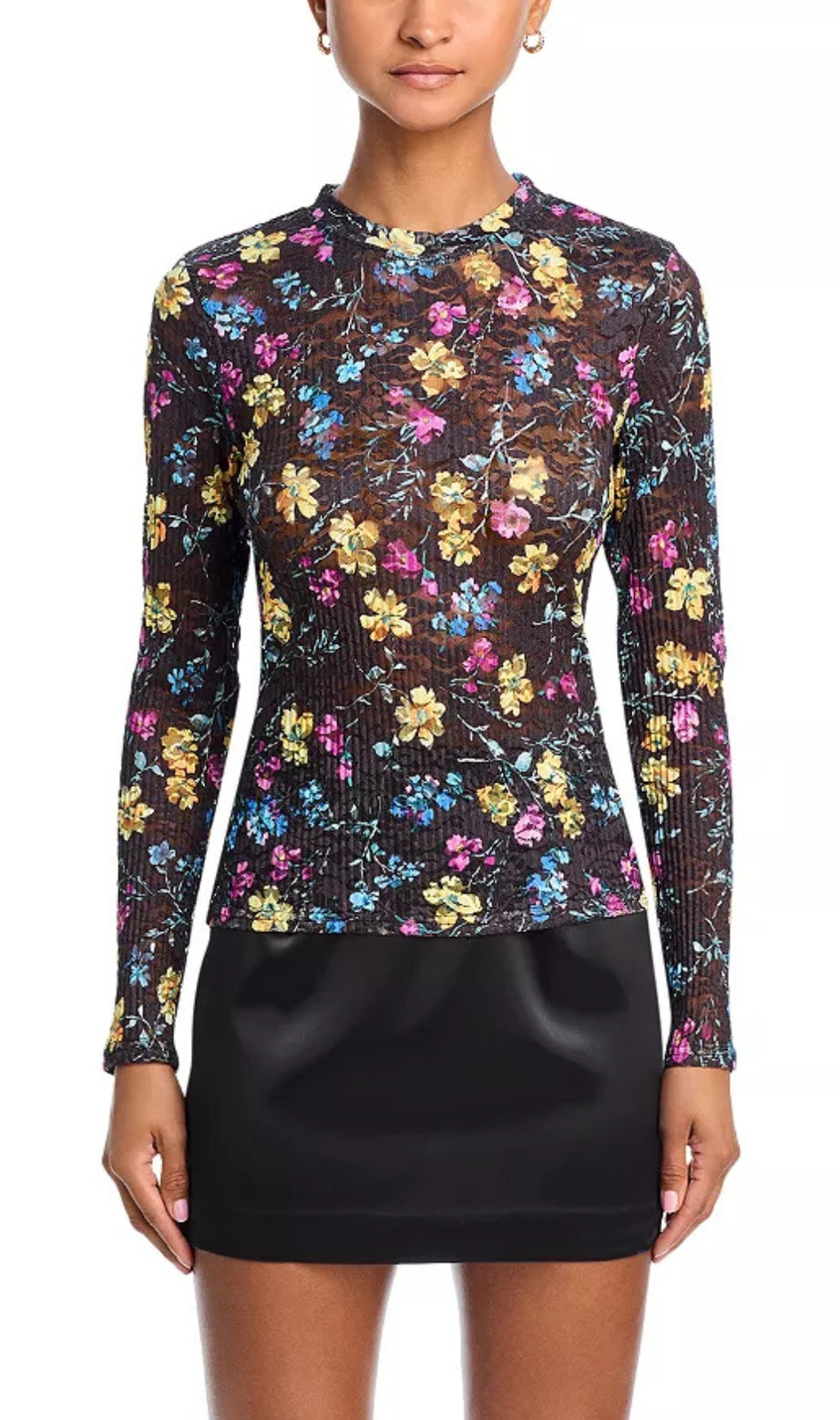 Floral Puckered Lace Top