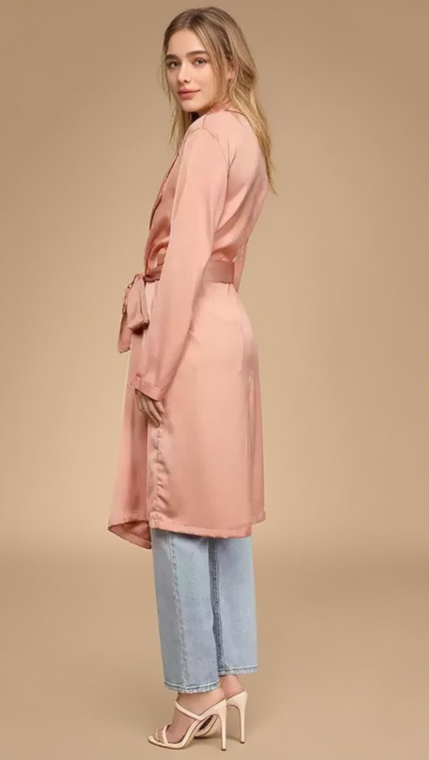 AIIZIE BLISSFUL BLUSH PINK TRENCH COAT - product image