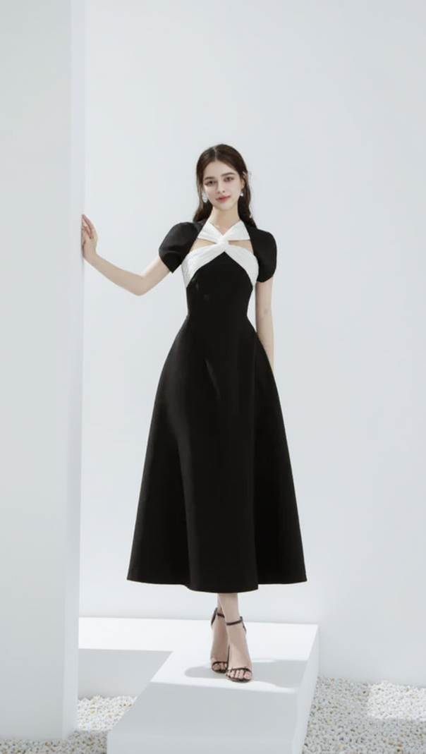 AIIZIE ANDREA CUT OUT A-LINE MIDI DRESS IN BLACK - product image