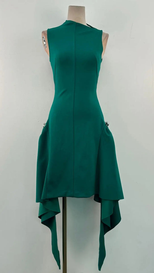 AIIZIE AMATO SLEEVELESS FRINGE MINI DRESS IN GREEN - product image