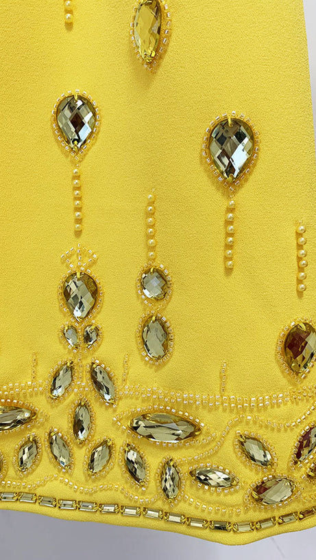 CRYSTAL-EMBELLISHED SUIT SET IN YELLOW