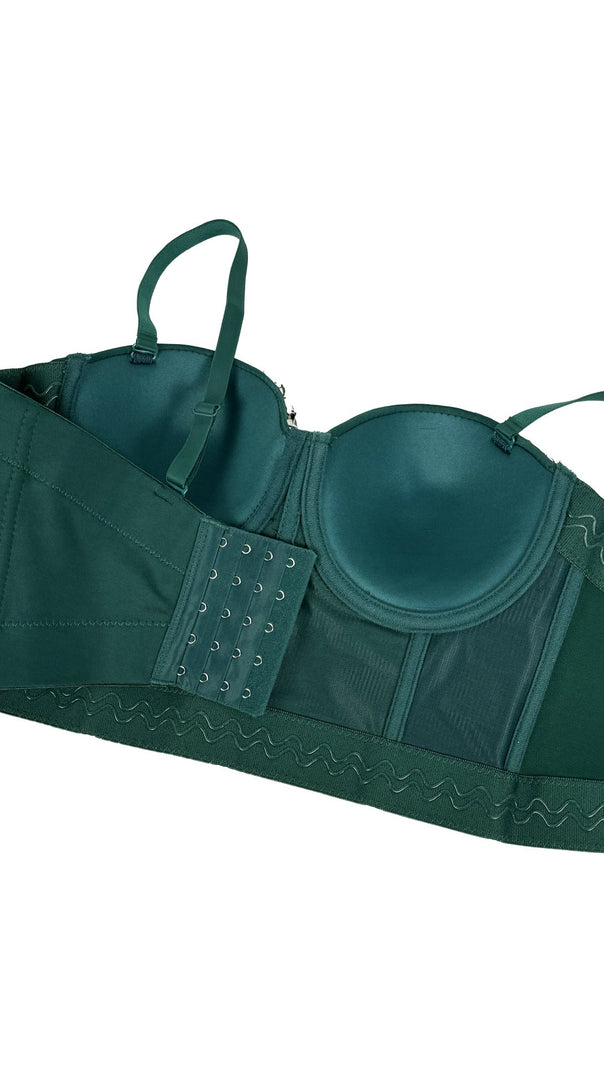 AIIZIE Jelena Emerald Green Diamante Bustier Crop Top - product image