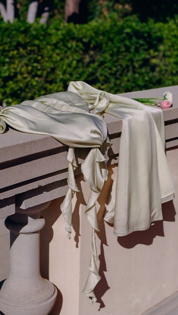 MINI ABITO IN RASO VERDE SALVIA