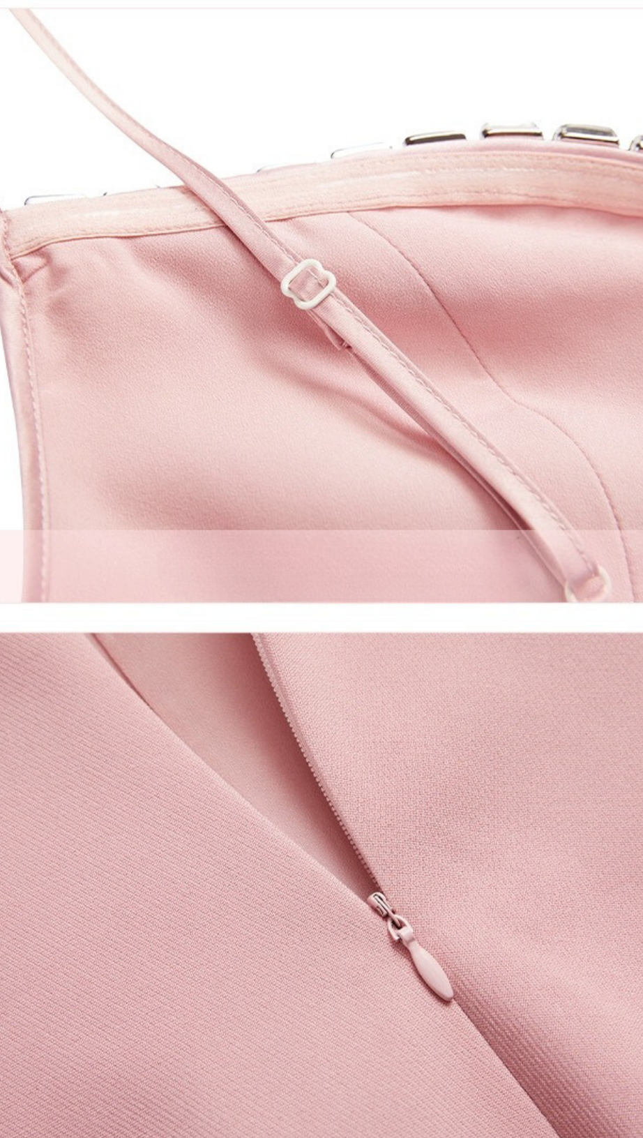 CRYSTAL CAMISOLE MINI DRESS IN PINK