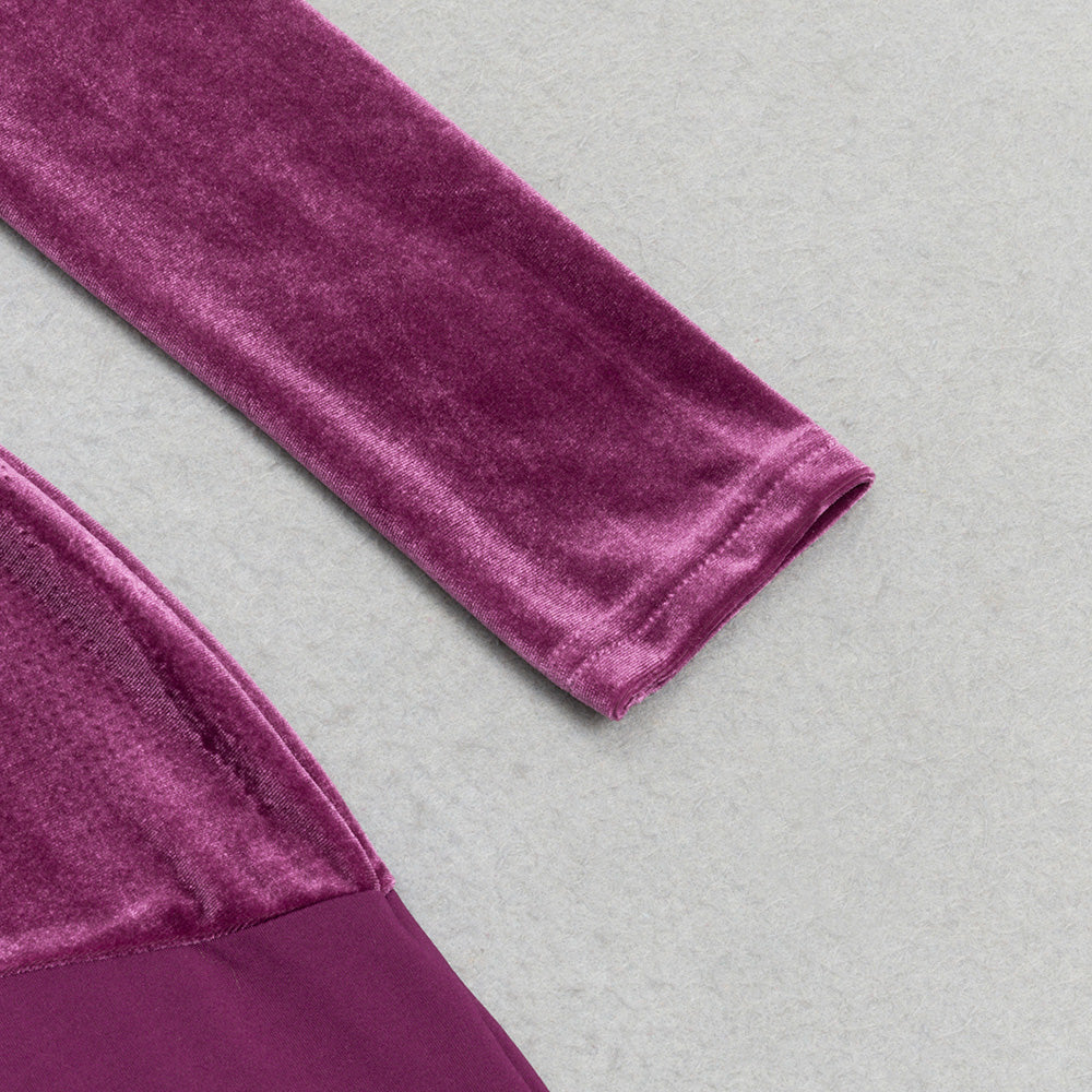 AIIZIE LONG SLEEVE MAXI VELVET DRESS MAGENTA - product image