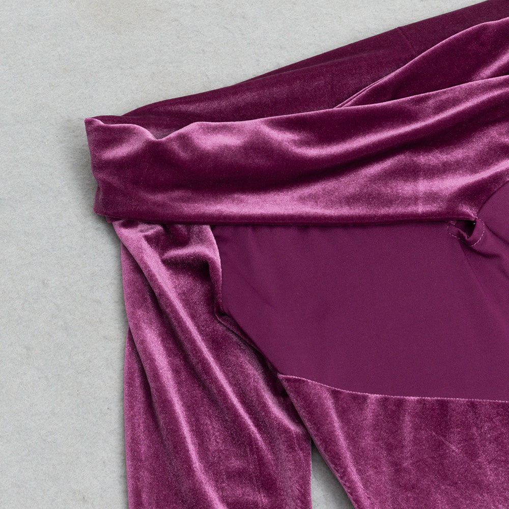 AIIZIE LONG SLEEVE MAXI VELVET DRESS MAGENTA - product image