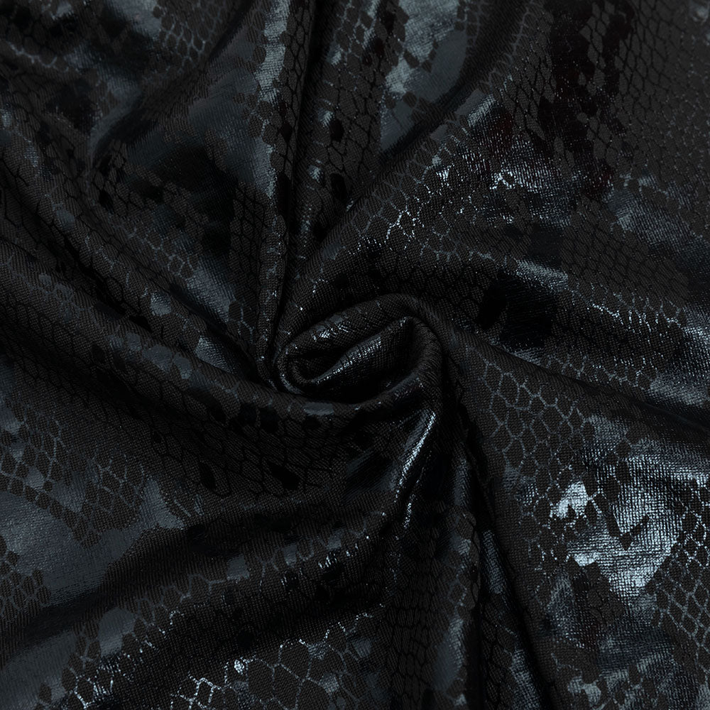 ABITO MIDI CON DRAPPEGGIO E STAMPA ANIMALIER NERO 