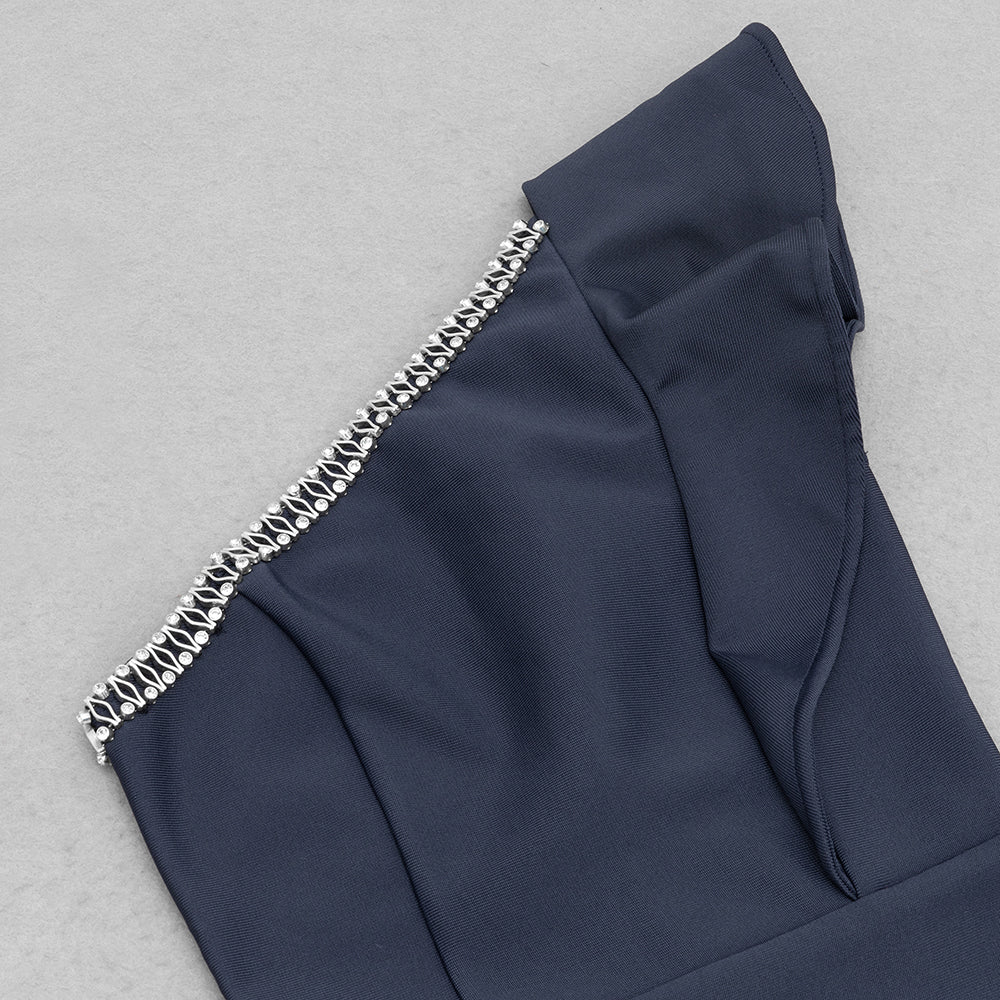 AIIZIE POLLY METAL CHAIN DECOR RUFFLE BODYCON MIDI DRESS - product image