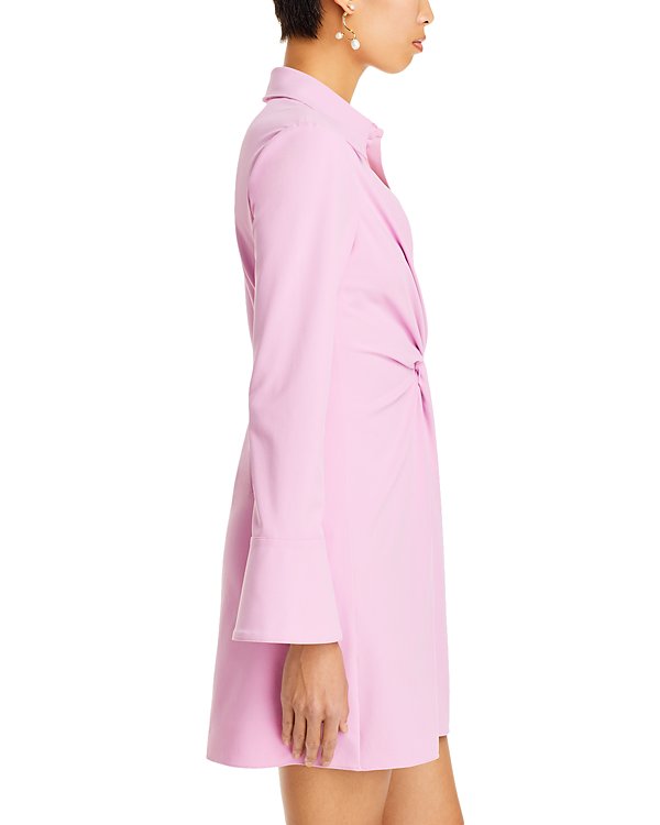 RUCHED SHIRT MINI DRESS IN PINK