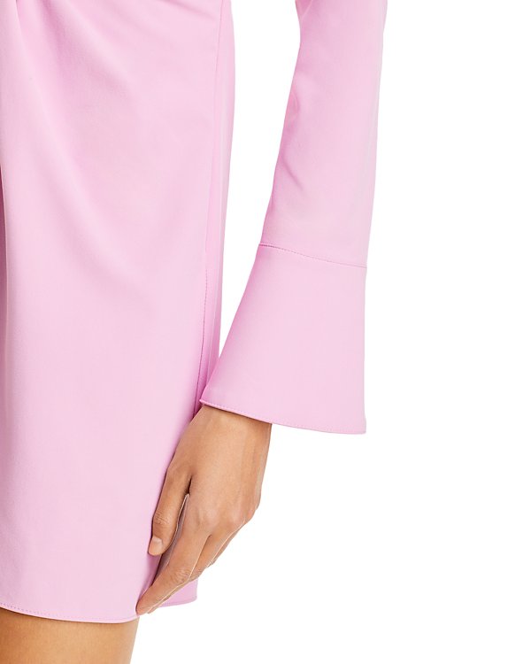 RUCHED SHIRT MINI DRESS IN PINK