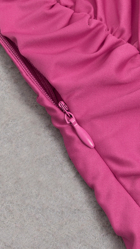 ASYMMETRIC RUCHED LONG SLEEVE MAXI DRESS