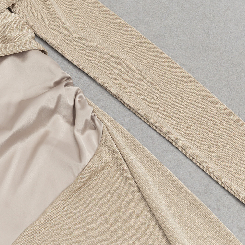 AIIZIE LONG SLEEVE DRAPED MAXI DRESS NUDE - product image