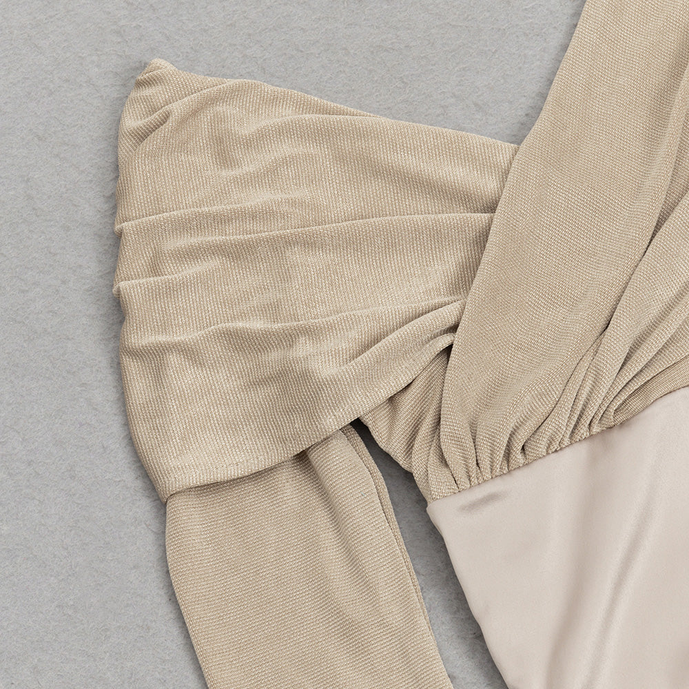 AIIZIE LONG SLEEVE DRAPED MAXI DRESS NUDE - product image